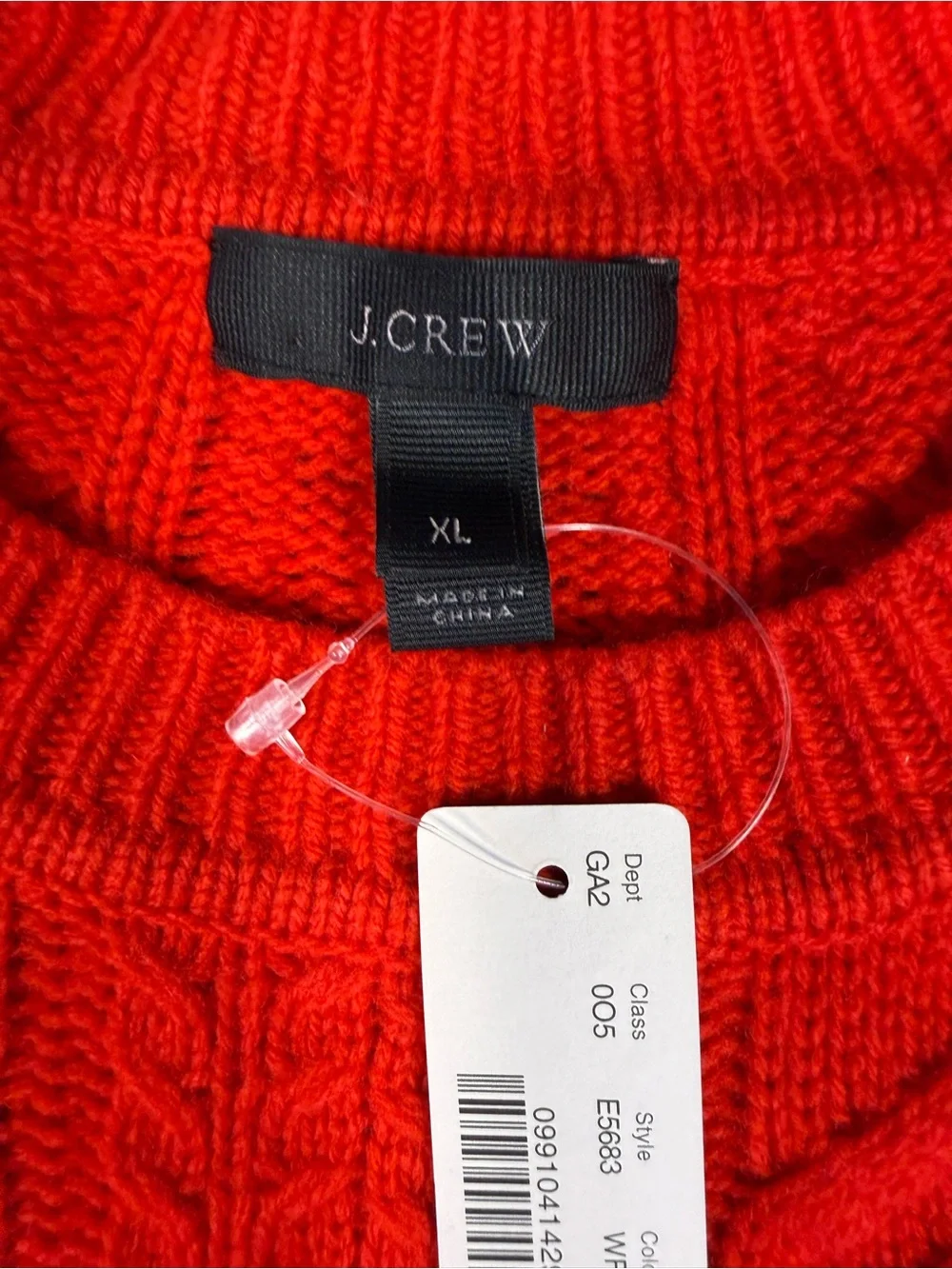 J. Crew Red Cable-Knit Wool Sweater
